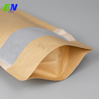Biodegradable Stand Up Pouch Nature Brown kraft Paper Pouches With Window And Zipper