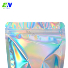 Custom Logo Printed Mylar Clear / Holographic Foil Aluminum Resealable Stand Up Bags